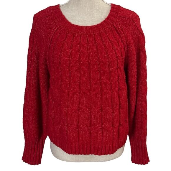 Olive and Oak Sweaters - Olive & Oak Red Cable Knit Sweater, Large